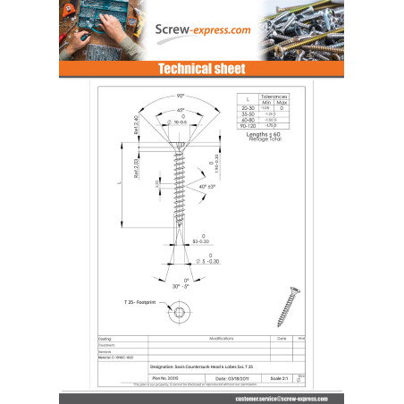 1 x Savis Chipsboard Screw Countersunk Head T25 5X80 Thread Length: 48 Zinc Plated