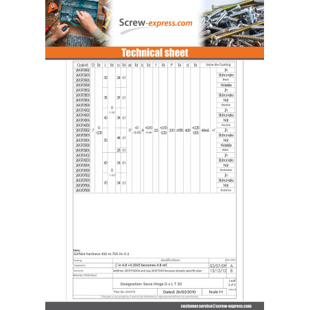 1 x Screw SLEEPING 7X90 Thread Length: 60 T30 Zinc Plated