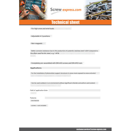 1 x Hook Of for roofing VARIO 140X56X5 /6 Stainless Steel A2