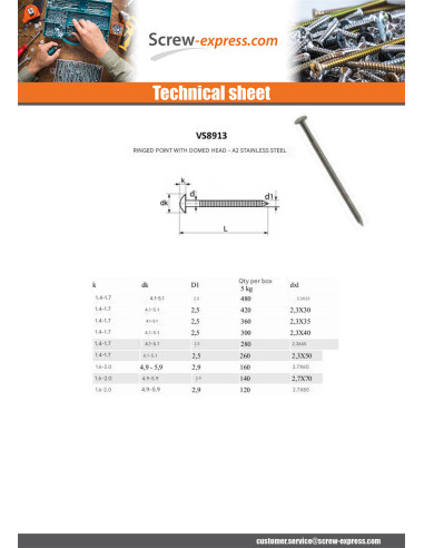 1 x Kg of nails Stainless Steel A2 Round Head...