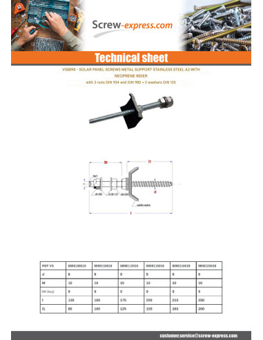 1 x Screw Sadle SIGN SOLAR M10 Total Lengh 250...