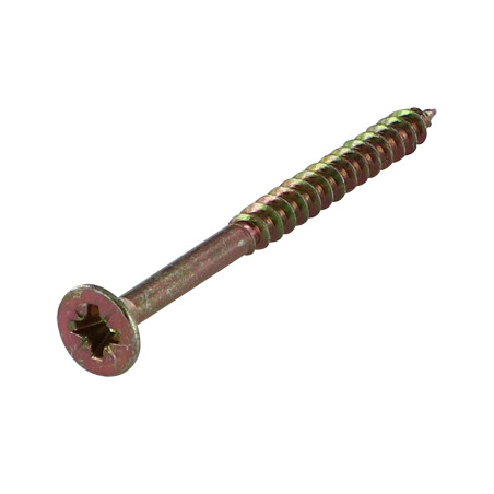 1 x Chipboard Screw Countersunk Head Pozi 4X25 Thread Length: 18 With Serration Yellow Zinc