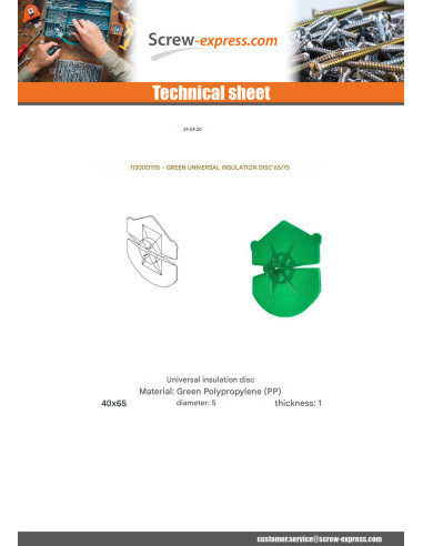 1 x DISK D INSULATION UNIVERSAL Green 65/75