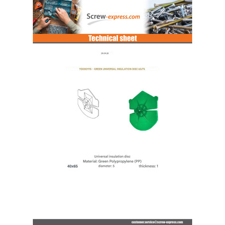 1 x DISK D INSULATION UNIVERSAL Green 65/75