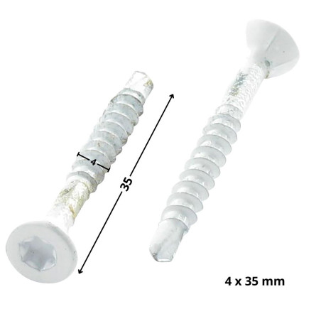 1 x Chipboard Screw Medium Countersunk Head With Serration T20 4X35 Thread Length: 24 Zinc Plated Ral9010/Pure