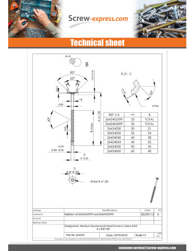 1 x Chipboard Screw Medium Countersunk Head...