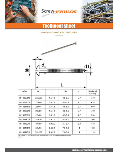 1 x Kg of nails Stainless Steel A4 Round Head...