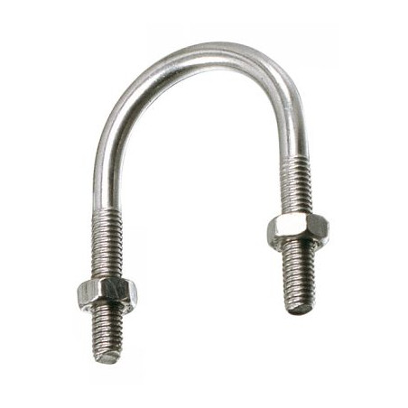 1 x U-Bolt Stainless Steel A2 Round bottom to For tube 140 Threaded M10/70