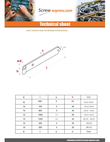 1 x Pointed strap hinge for swing shutters...
