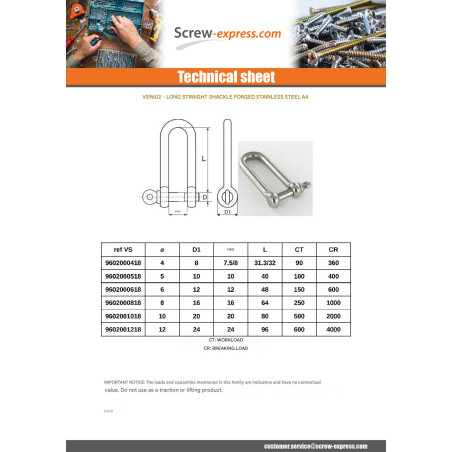 1 x Snackle Right Long Forged Stainless Steel A4 Diameter 5