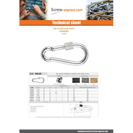 1 x Spring Hook Diameter Wire Rope 12 Zinc Plated
