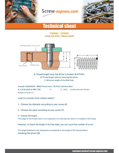 1 x Wire Threaded Inserts M20X30 Fine Thread...