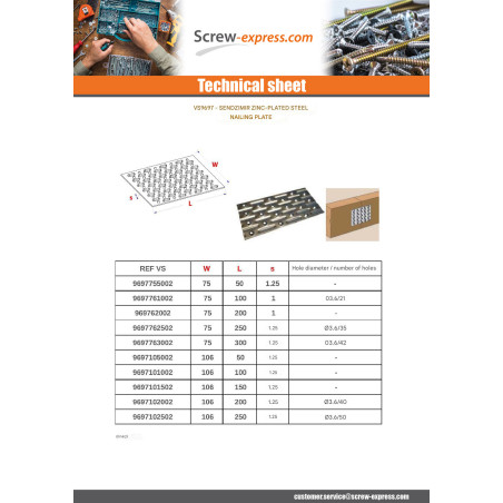 1 x PLATE For NAIL Sendzimir 75X100