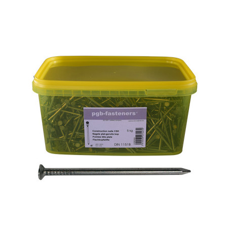 Bucket of 5 Kilogram Of Nails Flat Head Steel 2.7X50