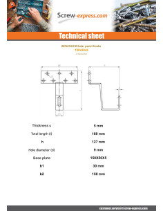 Hook for solar panel 150X50X5 Stainless Steel A2 2