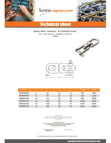 1 x Swivel With Snackles Stainless Steel A4...