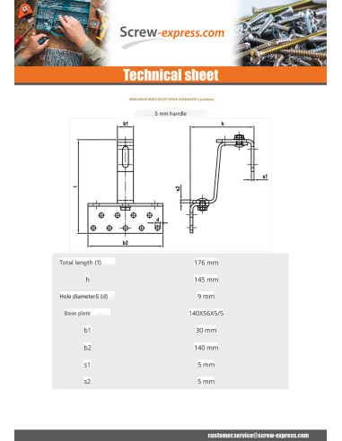 1 x Hook Of for roofing VARIO 140X56X5 /5...