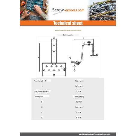 1 x Hook Of for roofing VARIO 140X56X5 /5 Stainless Steel A2