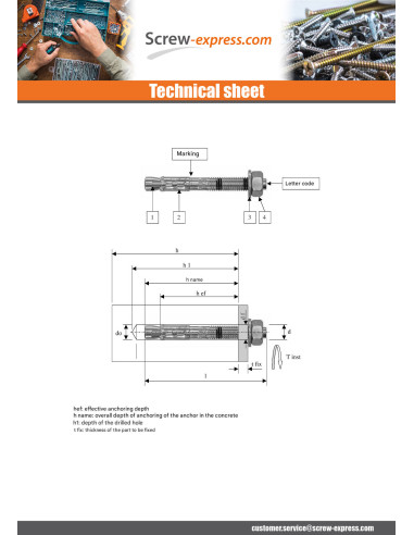 1 x Stud Anchor M8X90 Stainless Steel A4