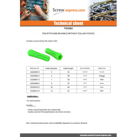 1 x Plug POLYETHYLENE BN5 Without Collar