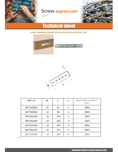 1 x Mounting plate Of CONNECTION NARROW Zinc...