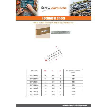 1 x Mounting plate Of CONNECTION NARROW Zinc Plated 18X175