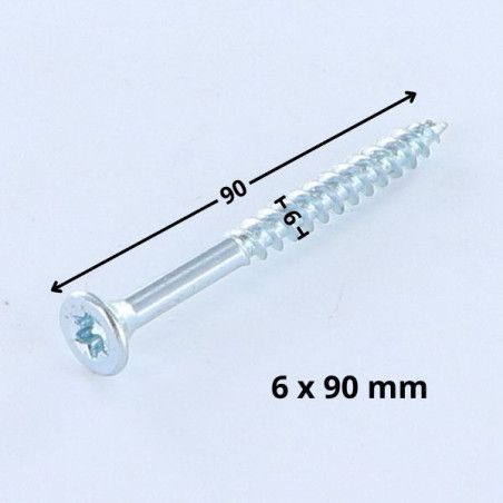 1 x Savis Chipsboard Screw Countersunk Head T25 6X90 Thread Length: 54 Zinc Plated