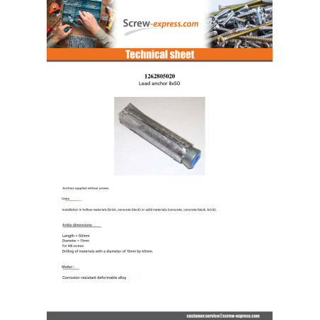 1 x Plug Plumbing 8X50