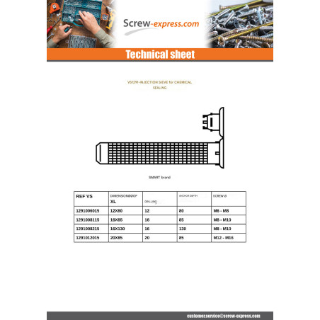 1 x SIEVE D INJECTION M6 Or M8 12X80