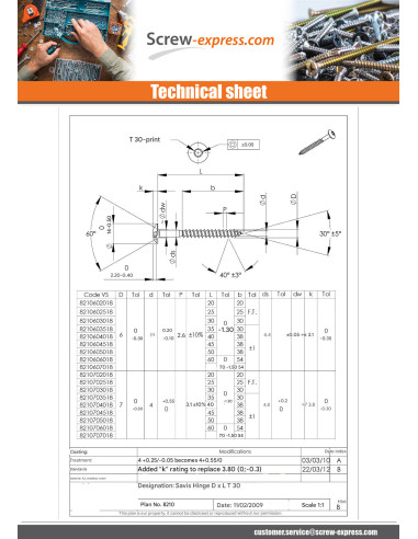 1 x Screw Truss 6X60 Thread Length: 54 T30...