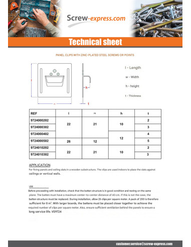 1 x Paneling clips no 5 + Nail Zinc Plated