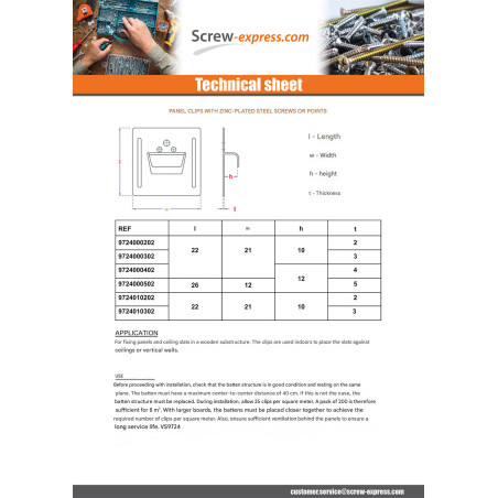 1 x Paneling clips no 3 + Screw Zinc Plated