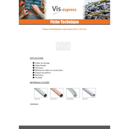 1 x PLATE IDENTIFICATION white nylon 26.4X16.2