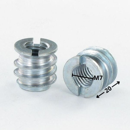 1 x Self tapping insert for wood Steel M7 Pitch 150 13X20