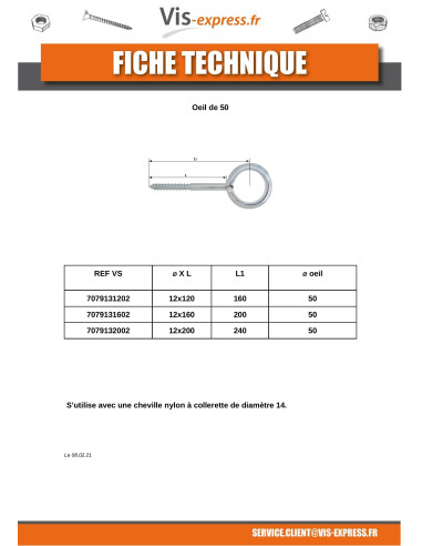 1 x Scaffolding eyelet 12X120 Eye 23 Zinc Plated