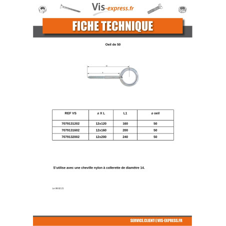 1 x Scaffolding eyelet 12X120 Eye 23 Zinc Plated