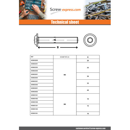 1 x Machine Screw Hex Socket Pan Head Cap Flange M4X10 Hexagon Socket 2.5 Class 10.9 Zinc Plated