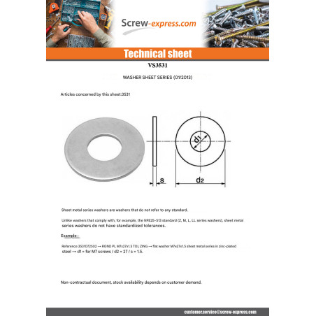1 x Washer Flat M10X30X1.5 TOL BICHR