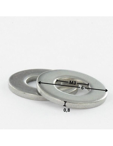 1 x Washer Flat M3X6X0.8 Narrow Type Zinc Plated
