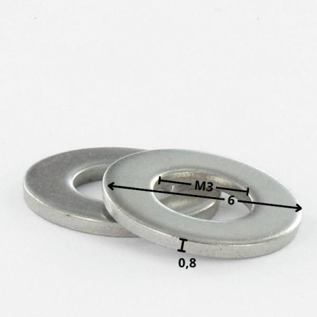 1 x Washer Flat M3X6X0.8 Narrow Type Zinc Plated