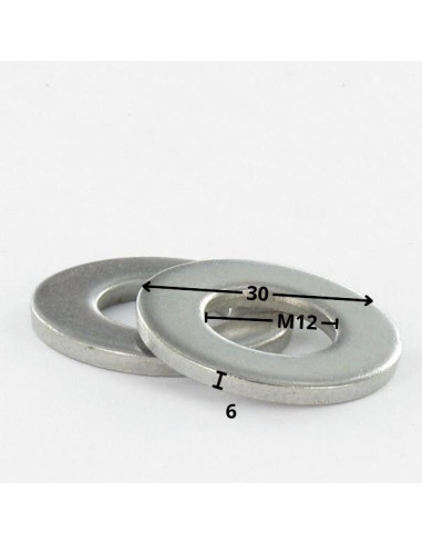 1 x Washer Flat M12X30X6 Large Serie Zinc Plated