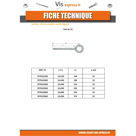 1 x Scaffolding eyelet 12X350 Eye 23 Zinc Plated