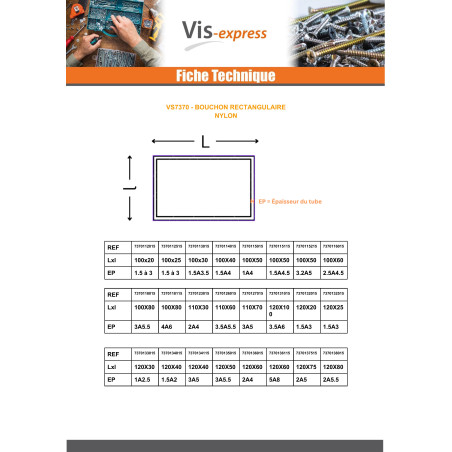 1 x Rectangular tube cap 35X20 Tube wall thickness 0.8 to 3 Black Polyethylene