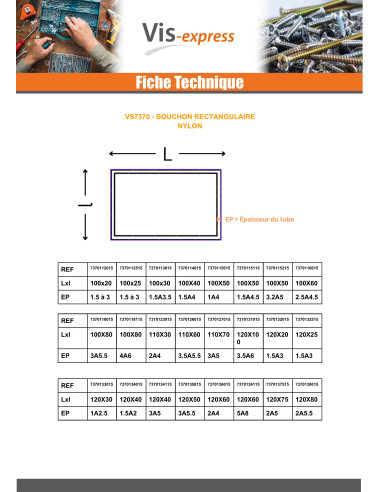 1 x Rectangular tube cap 40X15 Tube wall...