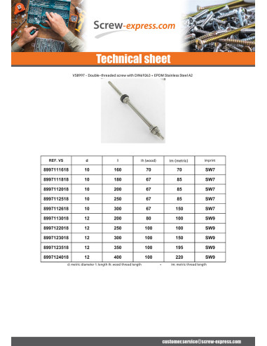 1 x Screws for solar panels SW7 10X200...