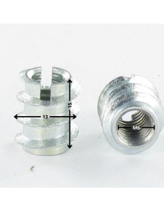 Self Tapping Insert Slotted M6 13X15 Zinc Plated 2