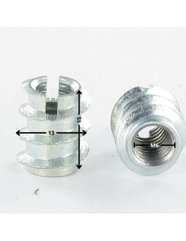 1 x Self Tapping Insert Slotted M6 13X15 Zinc...
