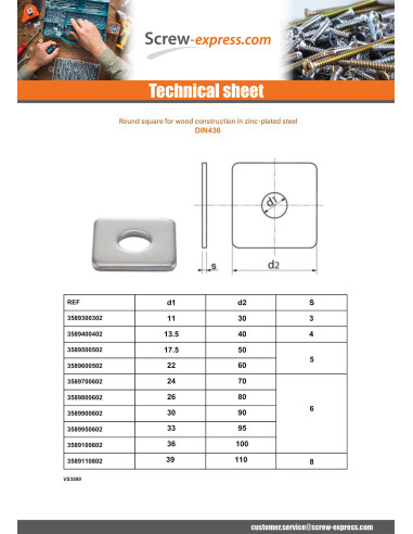 5 x Square Washers For Wood Construction...