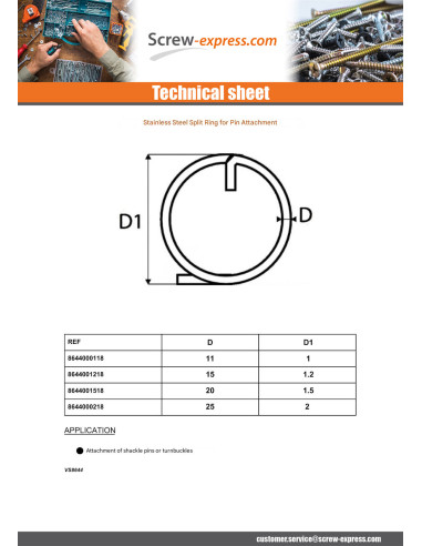 1 x Split ring for axle fixing Diameter 1.5...