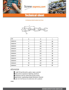 M Chain to twisted link Diameter 2.8 Stainless Steel A4... 2